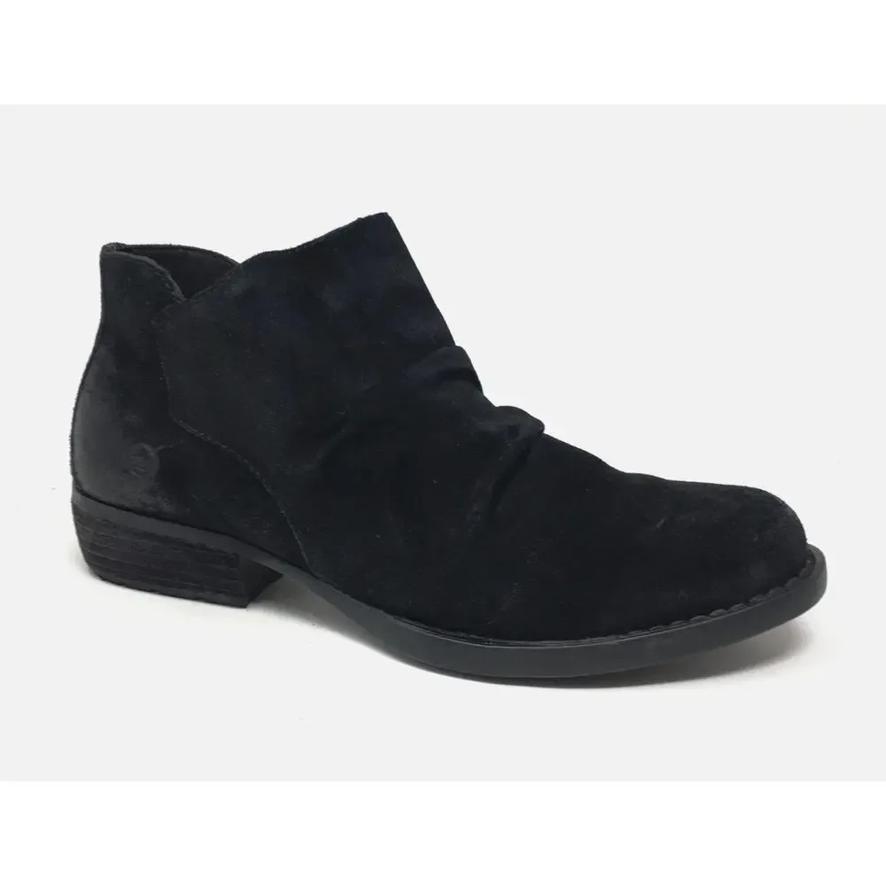 Born Adalee Suede Boots 11 Black Suede NWT Ankle Booties Comfort Western